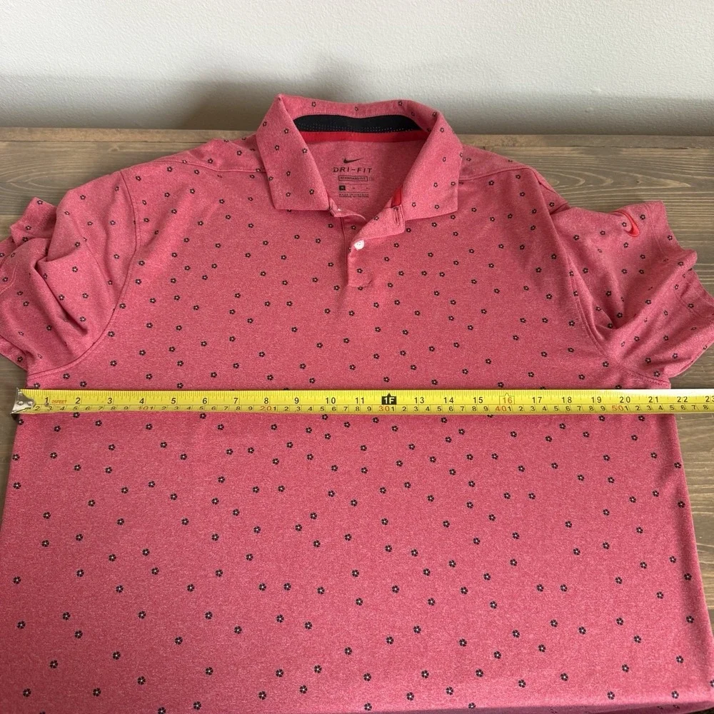 Nike Men's Medium Red Standard Fit Floral Short Sleeve‎ Golf Polo Collared Shirt - Picture 7 of 8